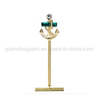 OEM Plated Alloy Anchor Shaped Tie Tack with Chain